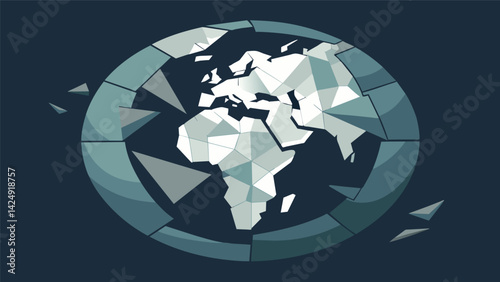 A mosaic made from broken mirrors reflecting a distorted image of the world representing the dangers of misinformation and manipulation in the media..