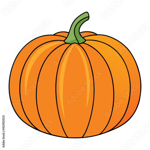 A watercolor pumpkin features soft, blended hues of orange, yellow, and green, with delicate brushstrokes creating a vibrant, artistic depiction of autumn's iconic symbol.