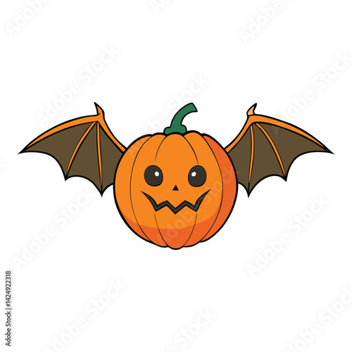 A spooky Halloween pumpkin with glowing eyes and sharp teeth, sprouting bat wings, ready to take flight under the full moon. Perfect for eerie festive vibes! 🎃🦇