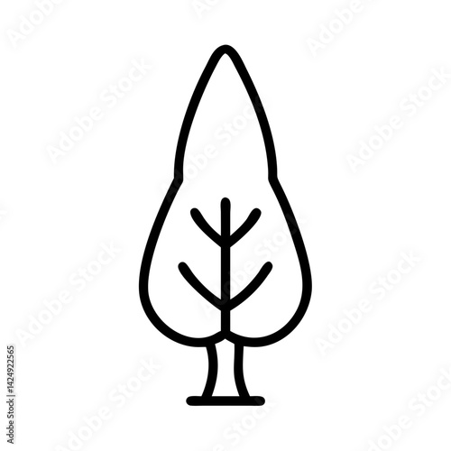 cypress tree line drawn outline vector art - illustration of cypress tree isolated transparent background