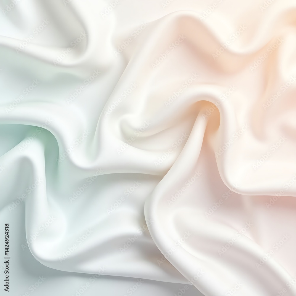 Fototapeta premium Flowing White Silk Fabric Draped Softly