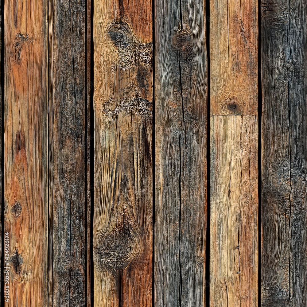 Naklejka premium Rustic Wooden Wall Texture with Natural Grain and Weathered Charm