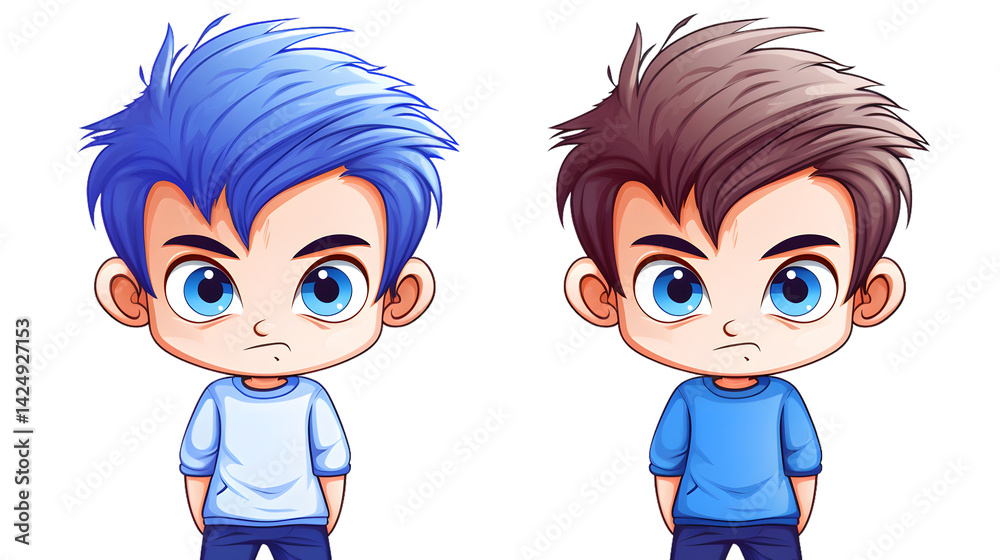 Professional Cold Gradient Line Drawing of Nervous Cartoon Boy for Creative Projects Professional Cold Gradient Line Drawing of Nervous Cartoon Boy for Creative Projects