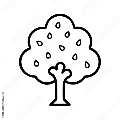 pear tree line drawn outline vector art - illustration of pear tree isolated transparent background