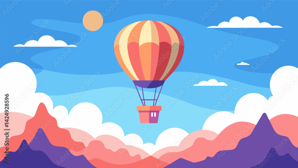 Obraz premium A serene and magical hot air balloon ride symbolizing the uplifting and liberating effects of ketamine on the mind..