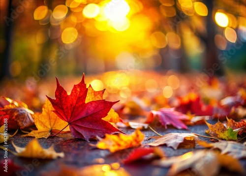 Vibrant Red and Yellow Autumn Leaves, Candid Nature Photography