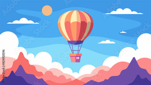 A serene and magical hot air balloon ride symbolizing the uplifting and liberating effects of ketamine on the mind..