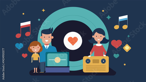 A family heirloom record serving as a reminder of a lost loved one their favorite songs bringing comfort and memories to those left behind. Vector illustration