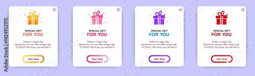 Special Free Gift box banner pop up design template. vector