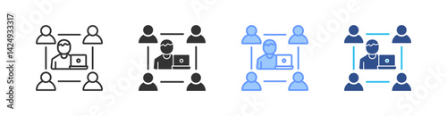 Team Leadership Multi Style Icon Set Vector 