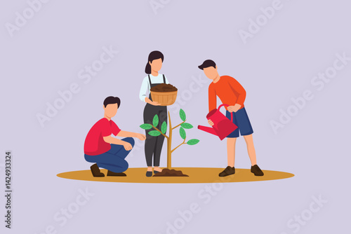Community Focused Concept. Colored flat vector illustration isolated