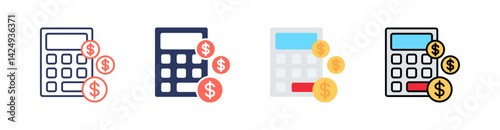 Calculator Multi Style Icon Set Vector 