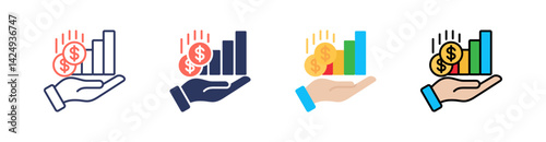 Profit Multi Style Icon Set Vector 