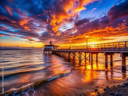 Wallpaper Mural White Rock Pier, British Columbia, Canada: Stunning Coastal Sunset Architectural Photography Torontodigital.ca