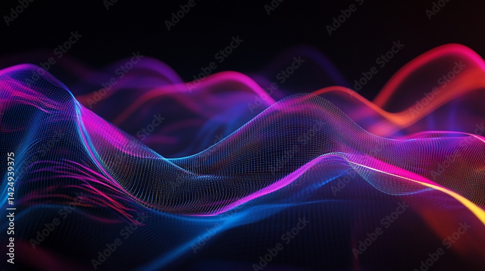 Fototapeta premium Abstract Neon Waveforms: A Symphony of Color and Light