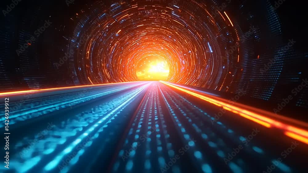Futuristic digital tunnel