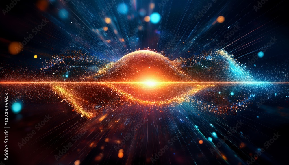 Obraz premium Abstract Quantum Physics Particles Energy