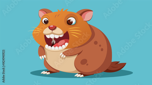 A hamster with bionic teeth able to gnaw through tough foods and toys without any issues.. Vector illustration