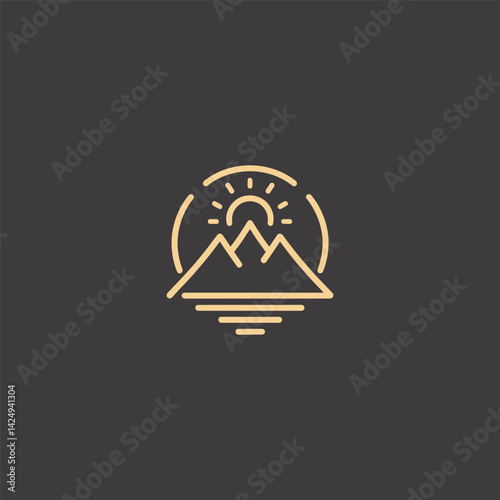 Rising Sun Behind Mountain Logo – Silhouette of a mountain with a rising sun behind.