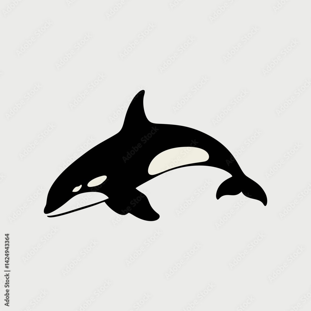 Fototapeta premium Stylized orca whale logo design with dynamic curved lines and bold shapes