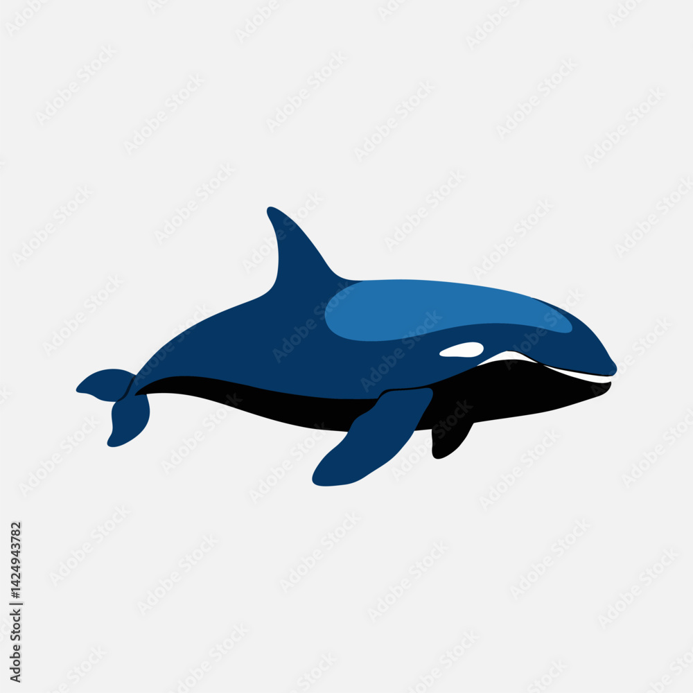 Obraz premium Stylized orca whale logo in bold black and white minimalist design