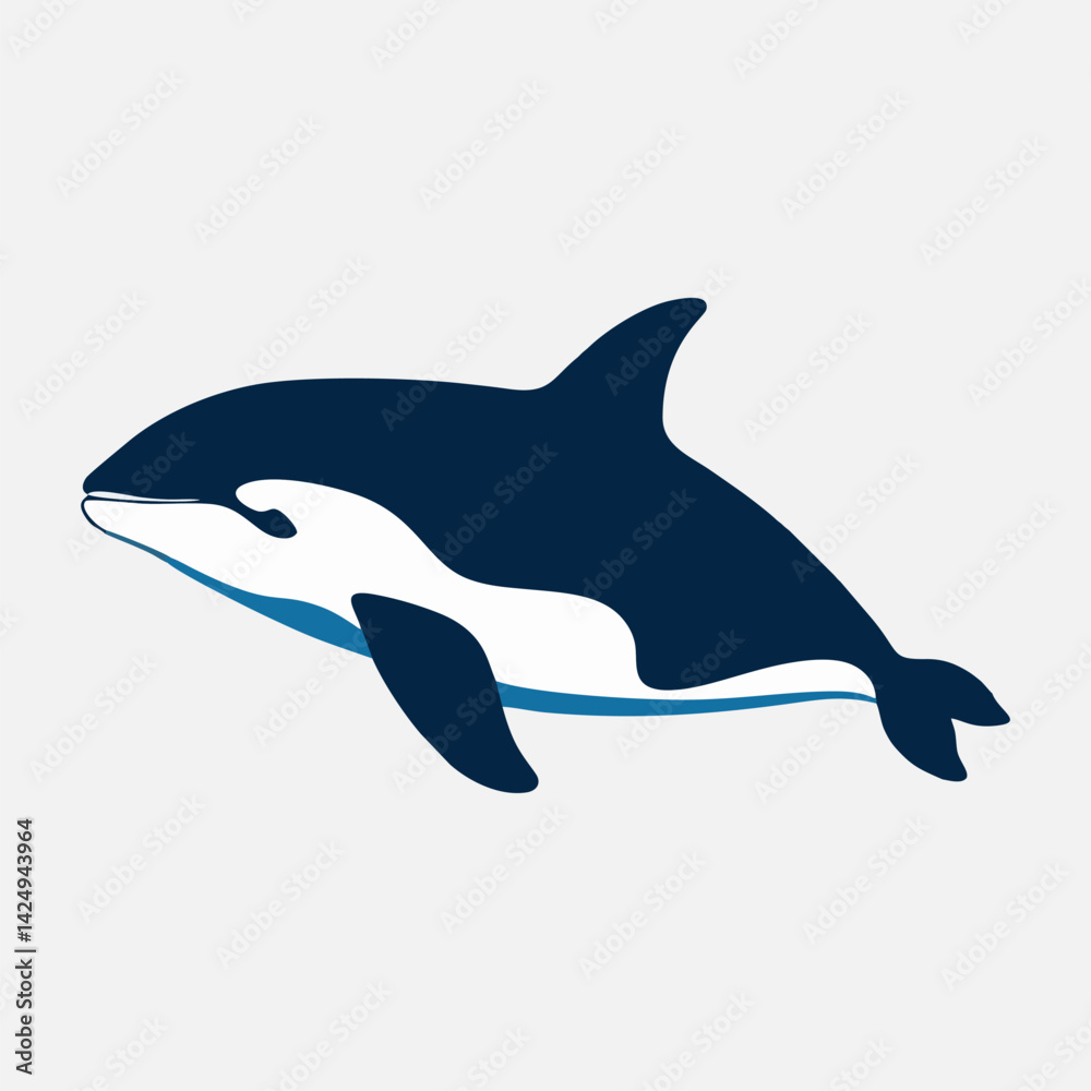 Fototapeta premium Minimalist orca whale icon with smooth curves and oceanic symbolism