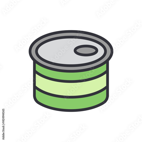 Canned food colored icons, minimalist vector illustration ,simple transparent graphic element .Isolated on white background