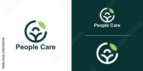 logo design combination people care and leaf,health care logo design symbol,icon,idea,creative.