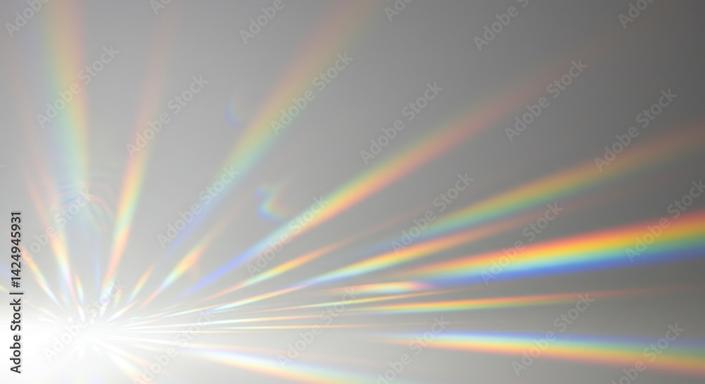 Obraz premium Rainbow light rays abstract overlay on white background