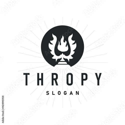 simple championship design with trophy logo victory cup concept vintage simple minimalist modern elegant symbol illustration victory template and brand