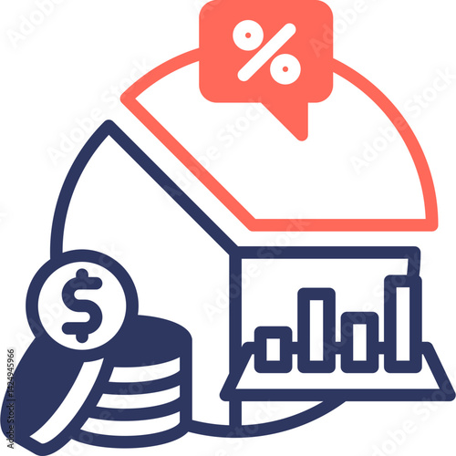 Portfolio Growth mixed color icon