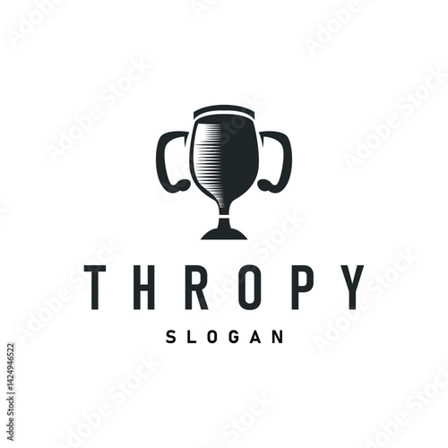 simple championship design with trophy logo victory cup concept vintage simple minimalist modern elegant symbol illustration victory template and brand