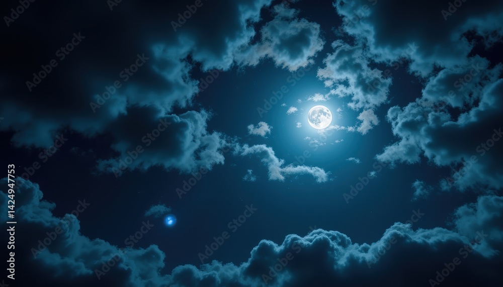 Fototapeta premium Moonlit Sky, Dark Clouds