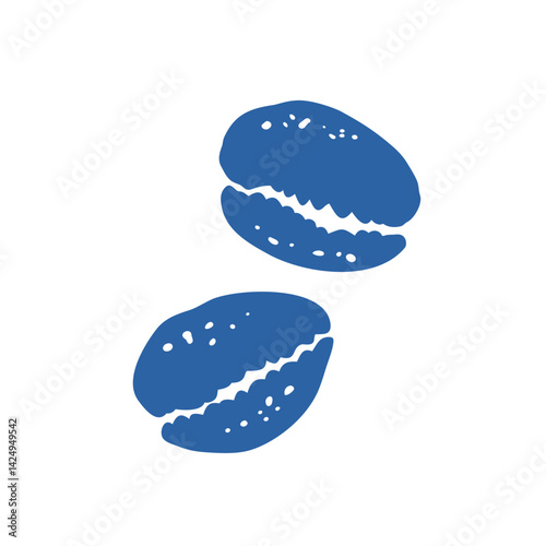 Cowrie seashell clipart with blue fill hand drawn style for beach decor summer prints and tropical ocean themed designs