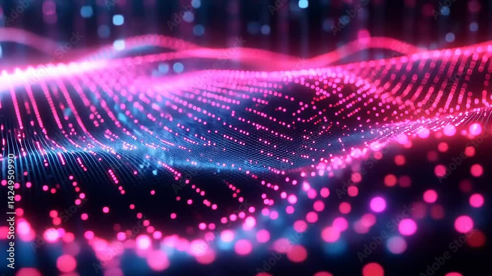 Abstract digital wave of glowing points