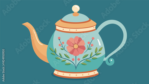 A charming vintage teapot rescued from a flea market and given new purpose in tealovers homes.. Vector illustration