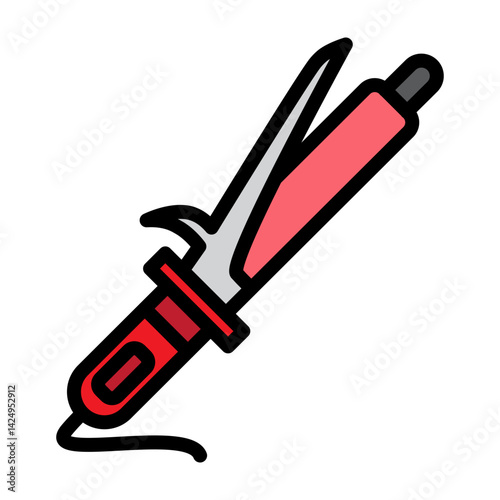 Curling Iron Vector Filled Icon Design