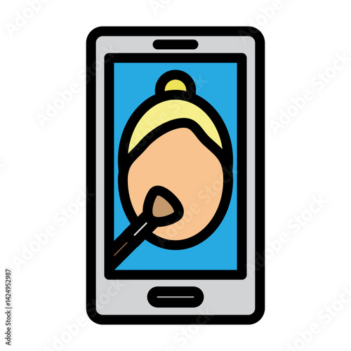 Virtual Makeup Try on Vector Filled Icon Design