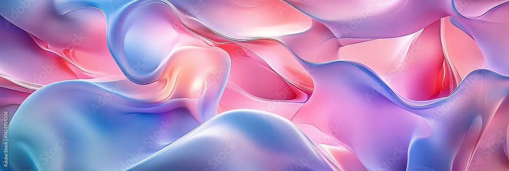 Obraz premium Abstract Flowing Waves of Pink and Blue for Modern Art Decor