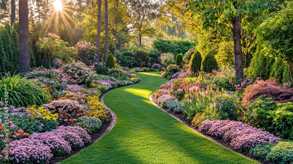 Obraz premium Picturesque Garden Landscape: A Serene Path