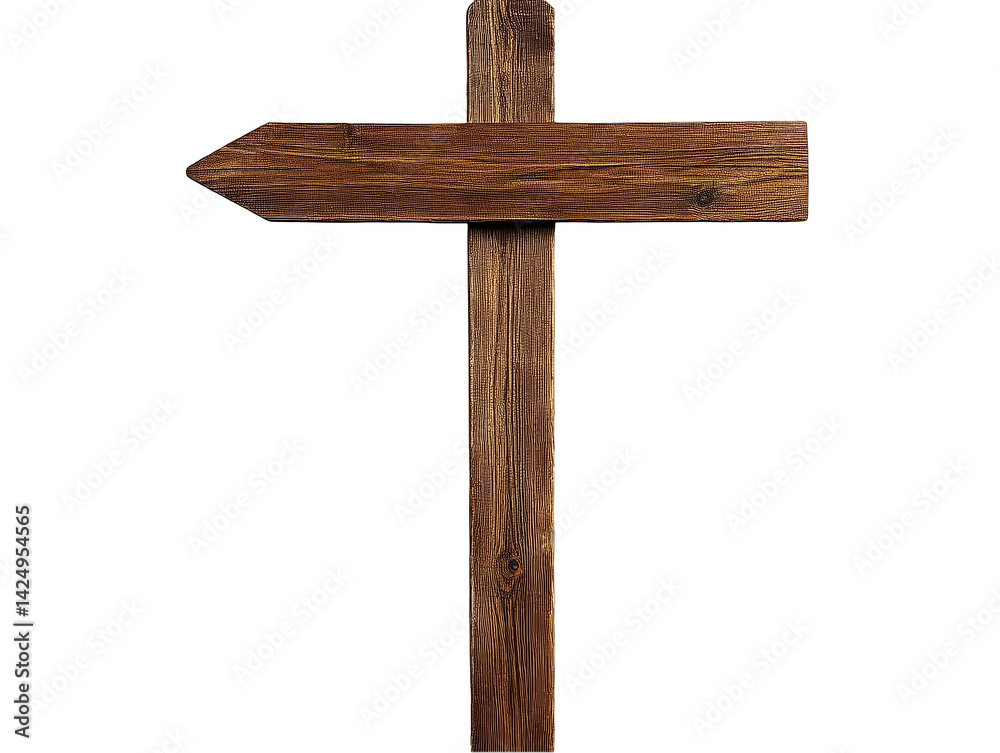 Illustration Of Rustic Wooden Directional Sign With Brown Texture And Black Background