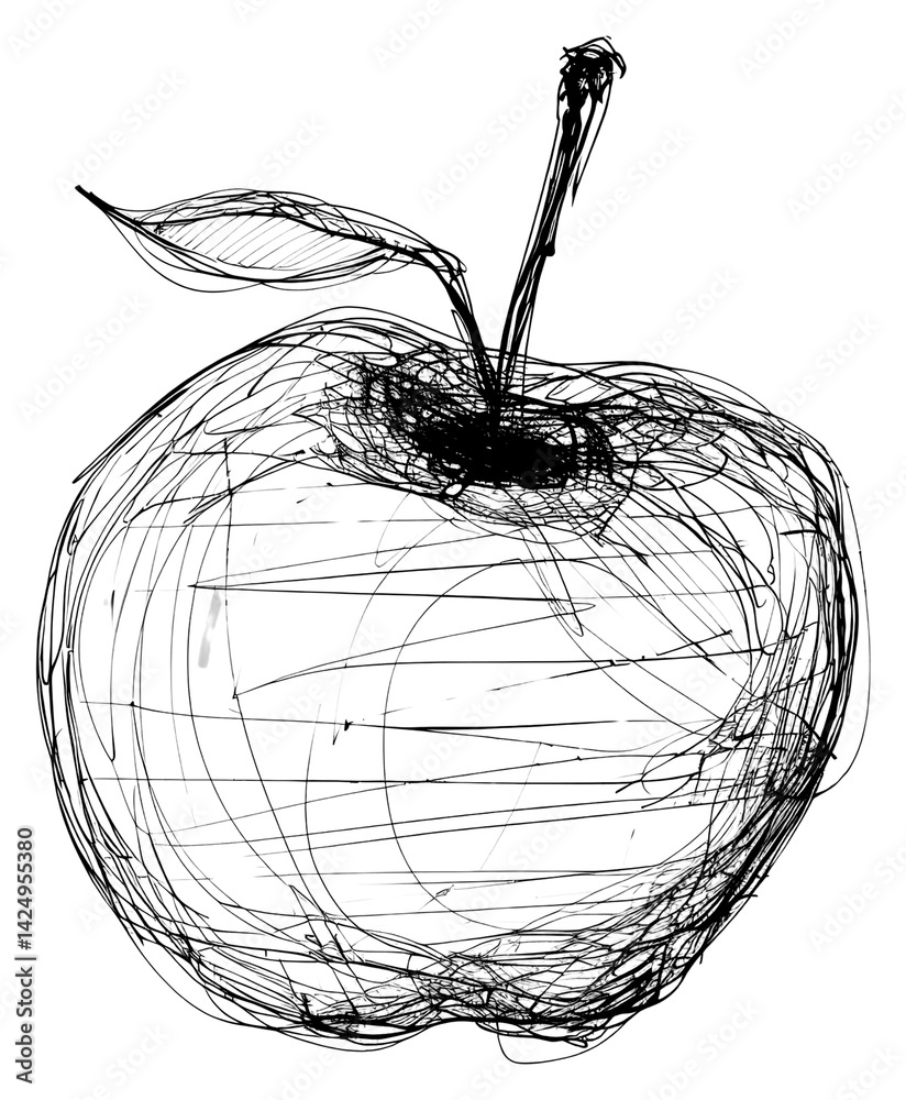 PNG Hand drawn of apple drawing sketch fruit.