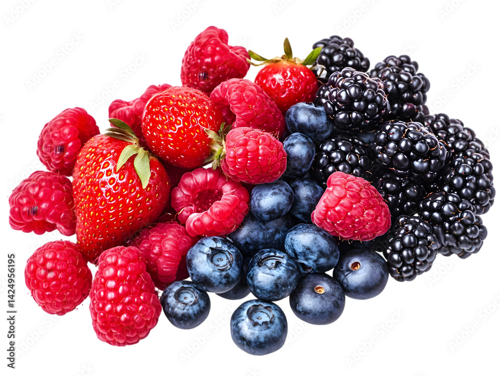 Isolated Arrangement Of Red Berries And Black Berries With Transparent Background Isolated Arrangement Of Red Berries And Black Berries With Transparent Background
