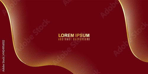 Elegant maroon and gold abstract background with flowing curved lines. Ideal for luxury invitations, award ceremonies, premium branding, and upscale event designs.