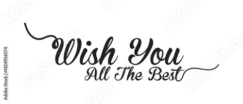 hand drawn wish you all the best text lettering icon, vector illustration.