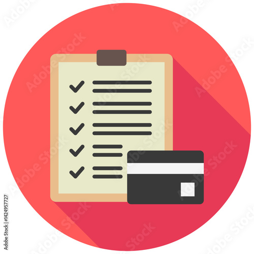 Credit Report mini illustration rounded color icon, use for taxation, economy, business, finance, UI, UX kit, app and web development, digital or print.