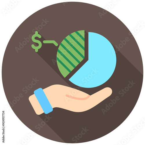 Contribution Amount mini illustration rounded color icon, use for taxation, economy, business, finance, UI, UX kit, app and web development, digital or print.