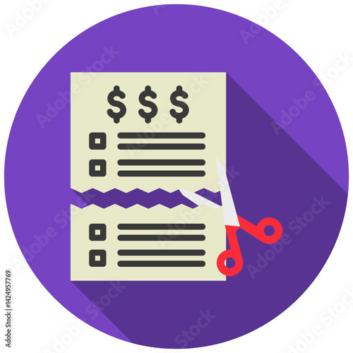 Deduction List mini illustration rounded color icon, use for taxation, economy, business, finance, UI, UX kit, app and web development, digital or print.