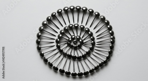 Wallpaper Mural Arranging Metal Pins in Spiral Pattern on Gray Surface Torontodigital.ca