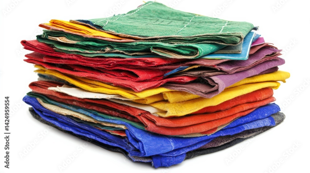 Colorful Stack of Financial Documents on White Background Colorful Stack of Financial Documents on White Background